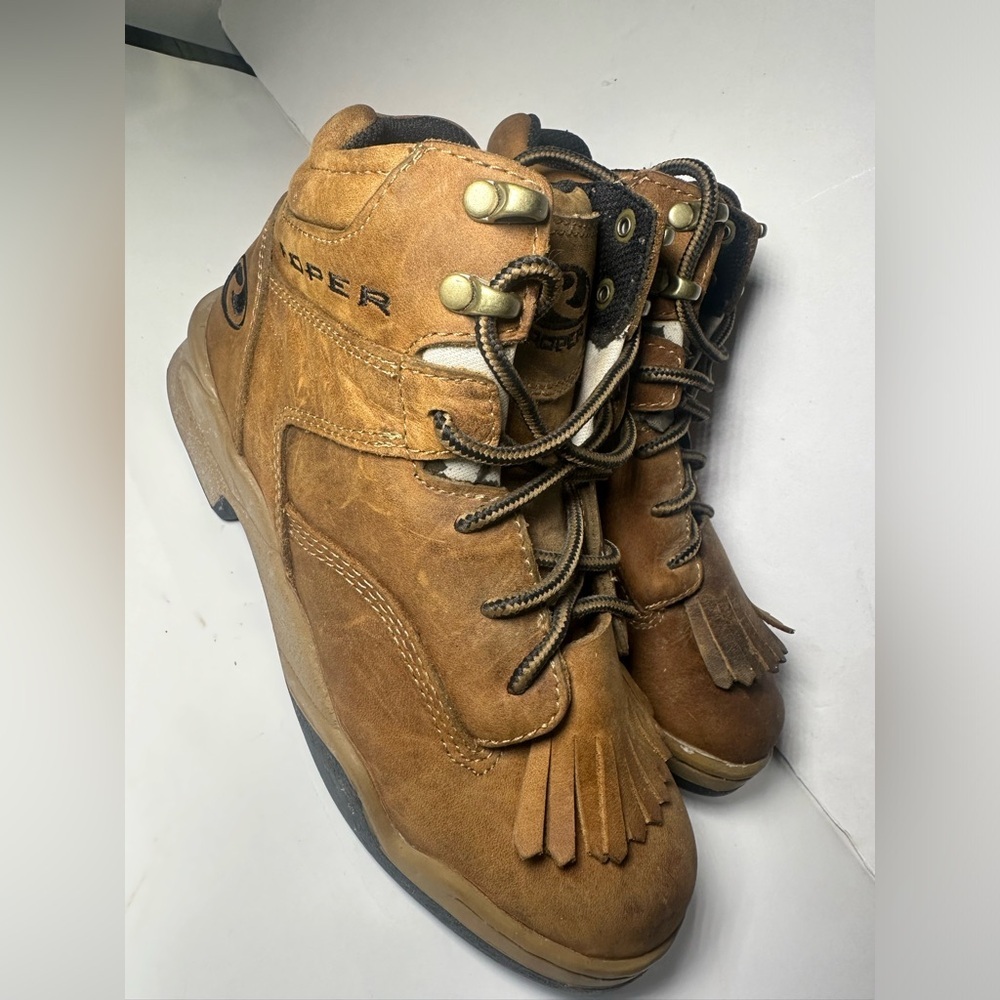 Roper  Womens Horseshoe Kiltie Brown Crazy Horse Leather Riding Boots Sz 5